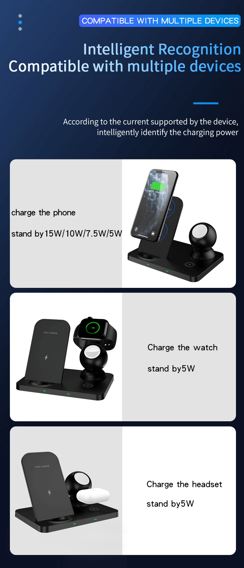 3 in 1 QI 15W Wireless Charging Station - W57 - Sunny Stores Sunny Stores Matrix