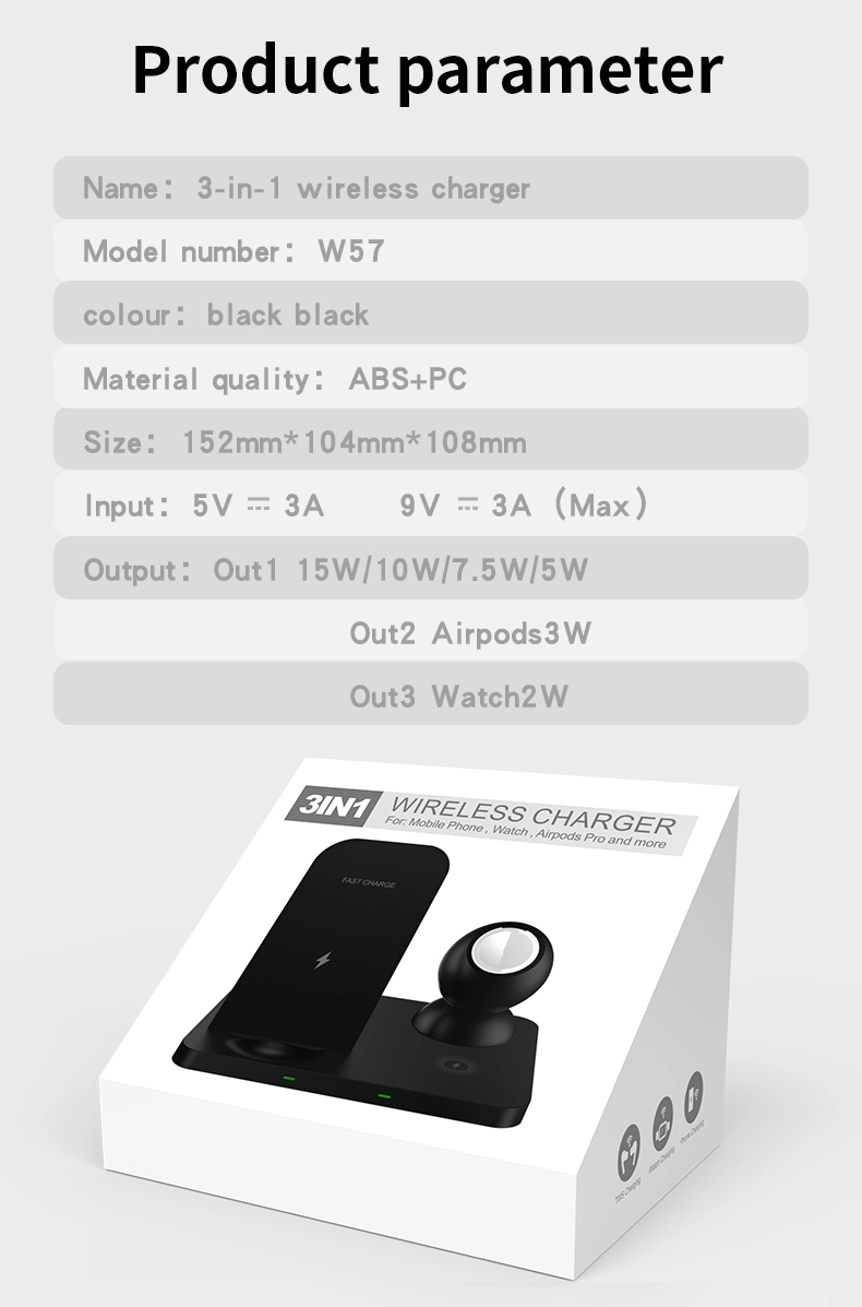 3 in 1 QI 15W Wireless Charging Station - W57 - Sunny Stores Sunny Stores Matrix
