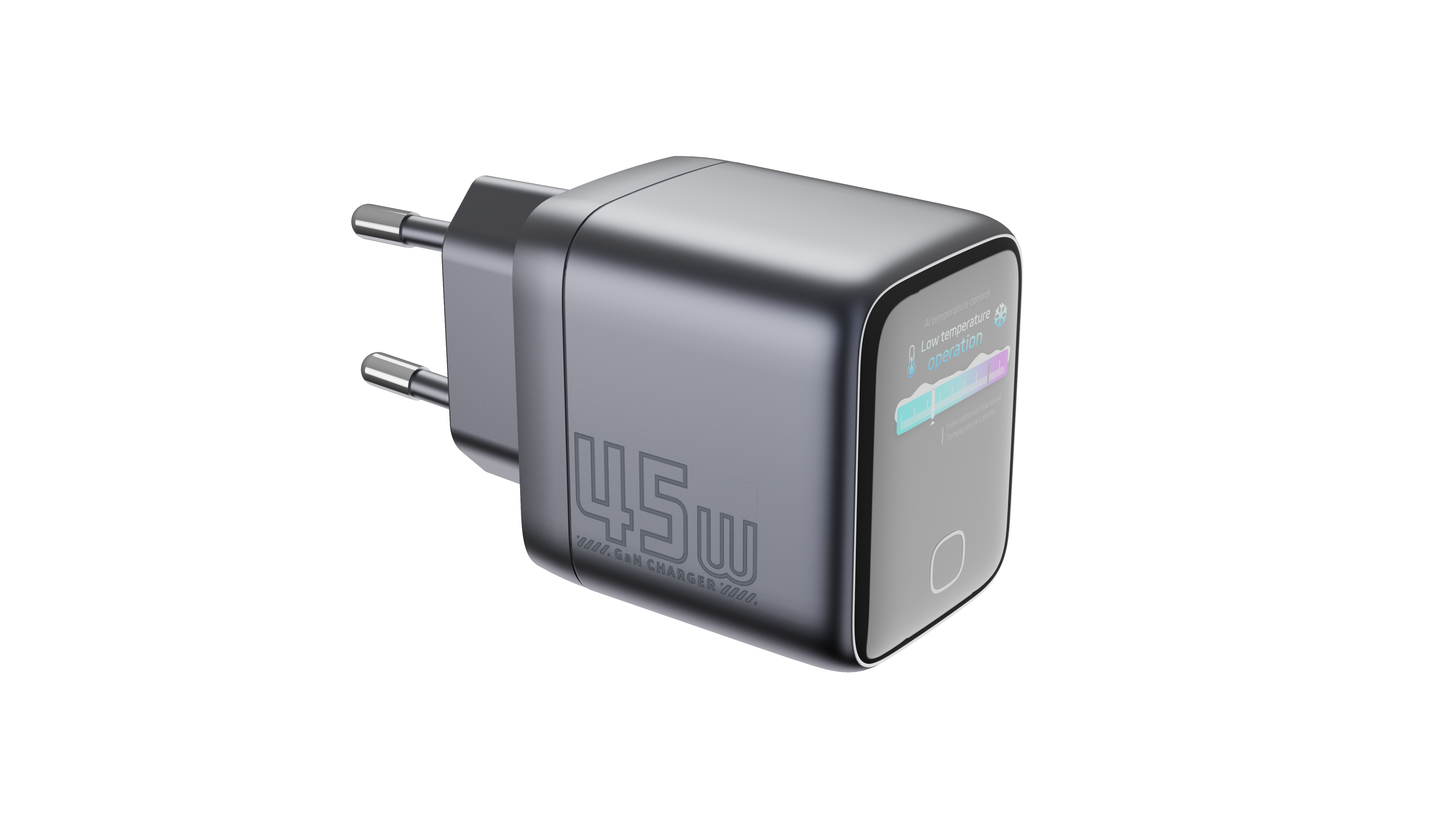 Smart Fast Charger 45W GaN with AI Temperature Control & Color Touchscreen + 1M Fast Charging Cable - Z45AI