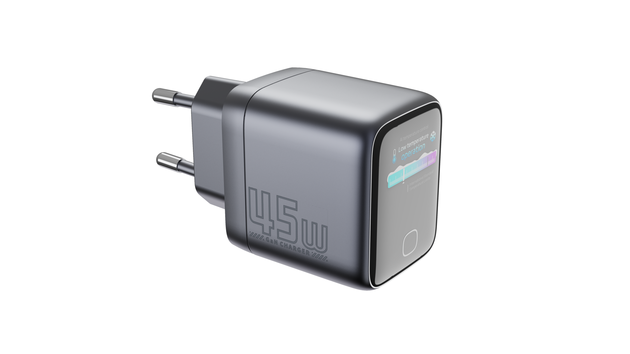 Smart Fast Charger 45W GaN with AI Temperature Control & Color Touchscreen + 1M Fast Charging Cable - Z45AI