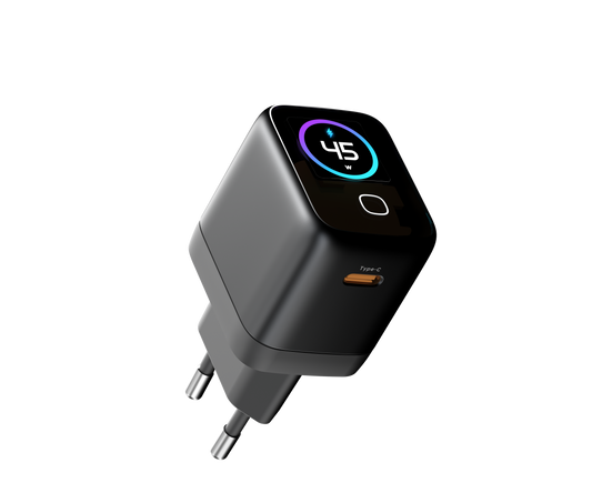 Smart Fast Charger 45W GaN with AI Temperature Control & Color Touchscreen + 1M Fast Charging Cable - Z45AI