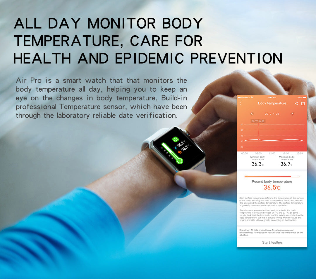 Smart Watch & Temperature Monitoring - Airpro - Sunny Stores Sunny Stores Lemonda