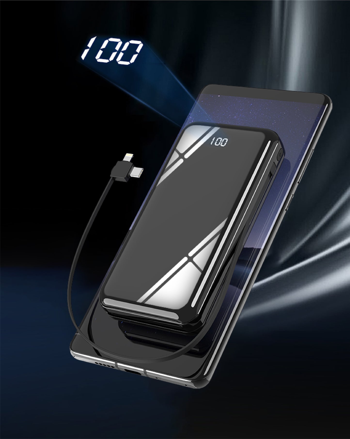 20000 mAh Power Bank with Built-in Cable & Digital Display - PD- WP200 - Sunny Stores Sunny Stores Matrix